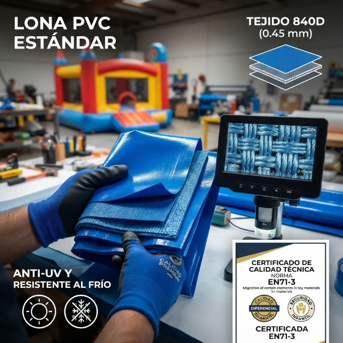 Corte de lona PVC en la fábrica de Saltasina