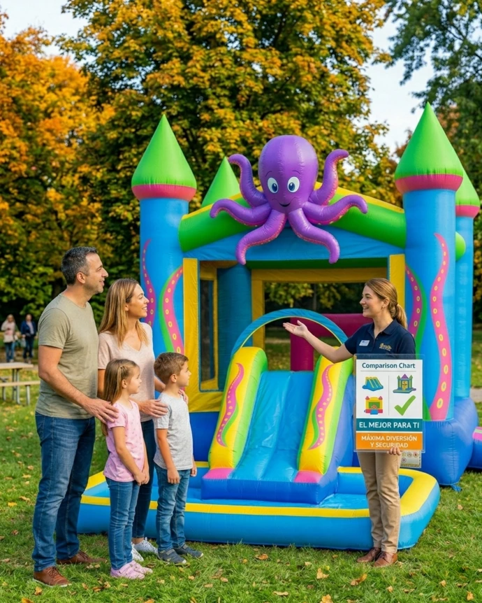 asesor comericial vendiendo un inflable Saltasina