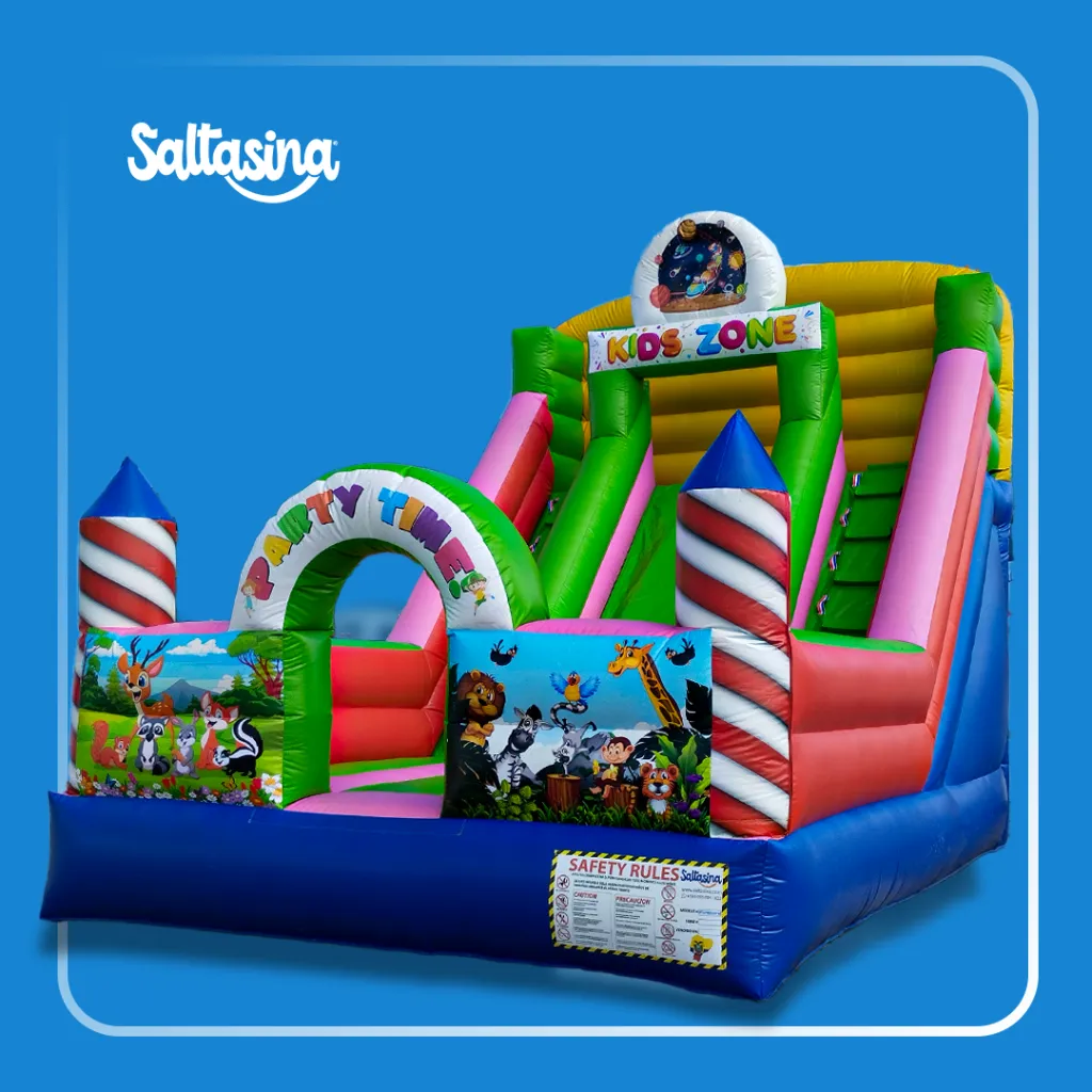 Tobogán inflable de 6x4 metros para alquiler comercial fabricado por Saltasina Ecuador