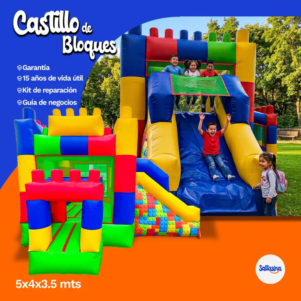 [CAST-LEG-54350] CASTILLO INFLABLE DE BLOQUES 5X4X3.50 M