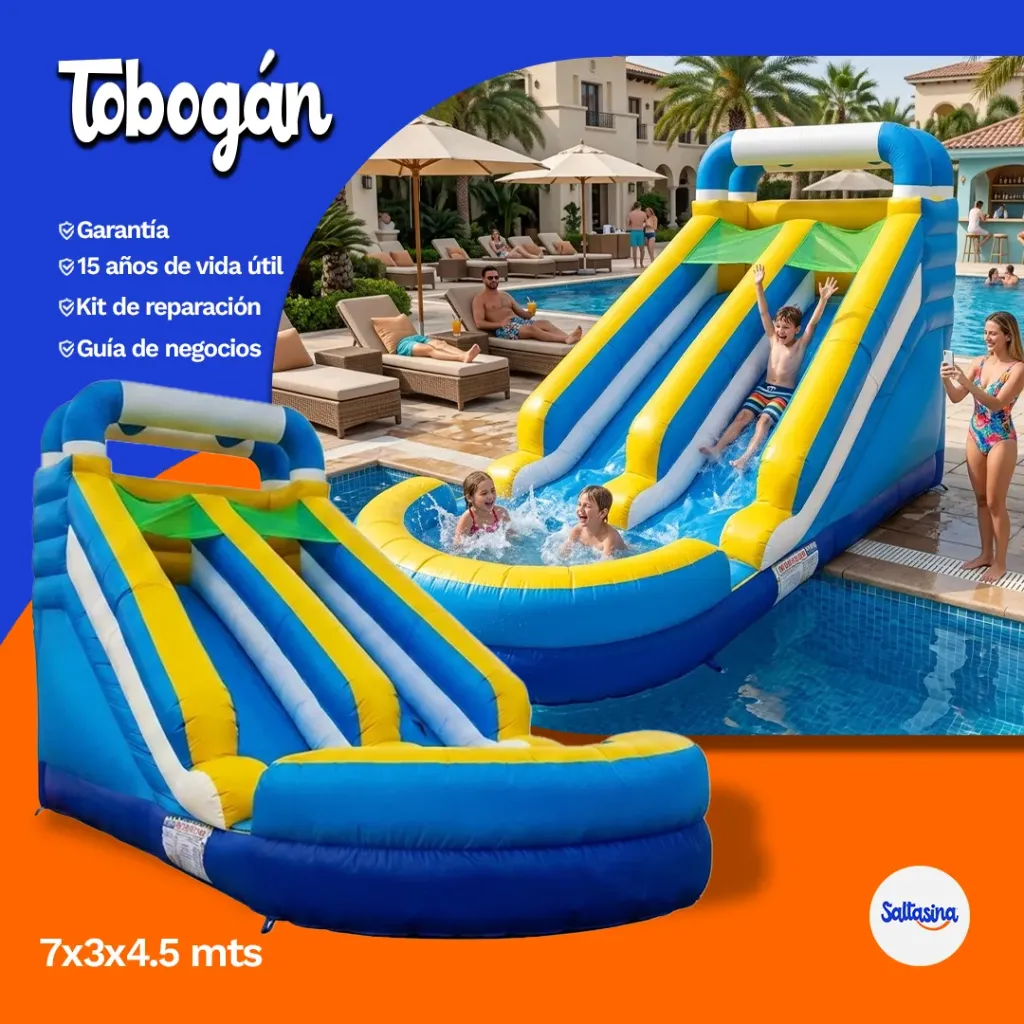 [TBGN-PSCN-03] TOBOGÁN INFLABLE CON PISCINA 7X3X4.5 M