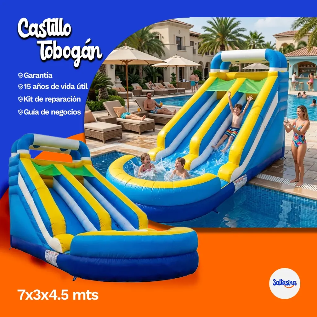 [TBGN-PSCN-03] TOBOGÁN INFLABLE CON PISCINA 7X3X4.5 M